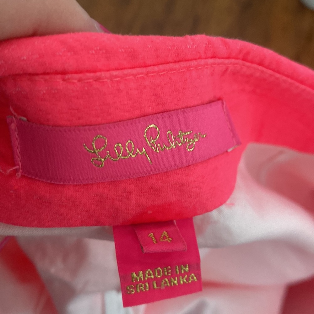 Lilly Pulitzer kaylie scalloped hem skort neon pink gold buttons side zip 14 - Picture 3 of 5